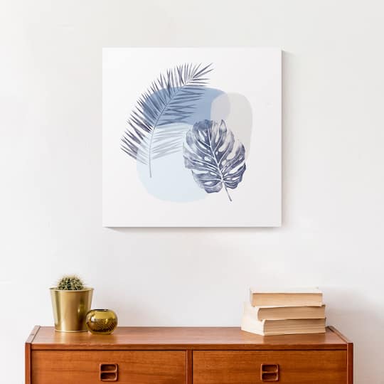 Blue Tropical Leaves Canvas Wall Art